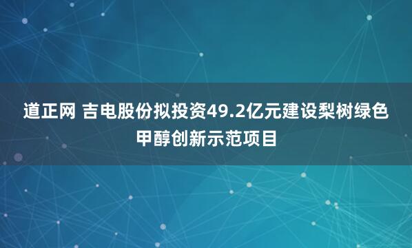 道正网 吉电股份拟投资49.2亿元建设梨树绿色甲醇创新示范项目