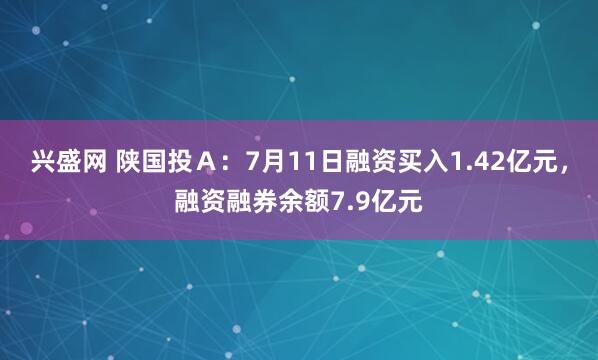 兴盛网 陕国投Ａ：7月11日融资买入1.42亿元，融资融券余额7.9亿元